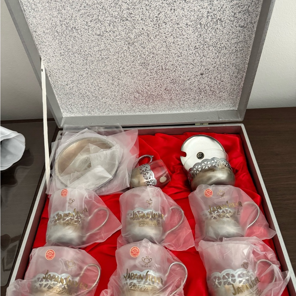 Japanese Tea Set with Silver Accents